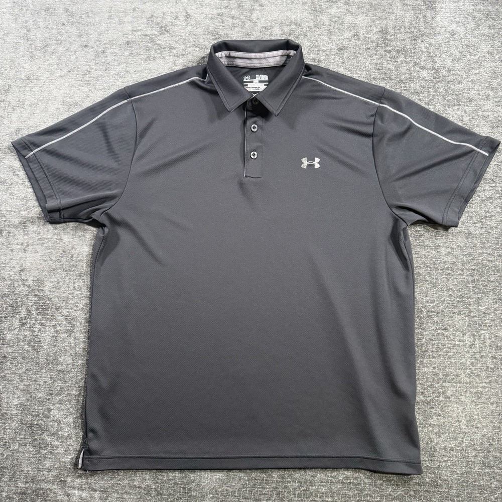 Under Armour Men's Polo Shirt Size XL Black Loose Fit HeatGear Golf Casual